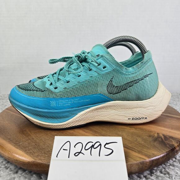 Nike ZoomX Vaporfly Next% 2 Aurora Green Blue Running Shoe Womens 8 CU4123-300 - Picture 1 of 14